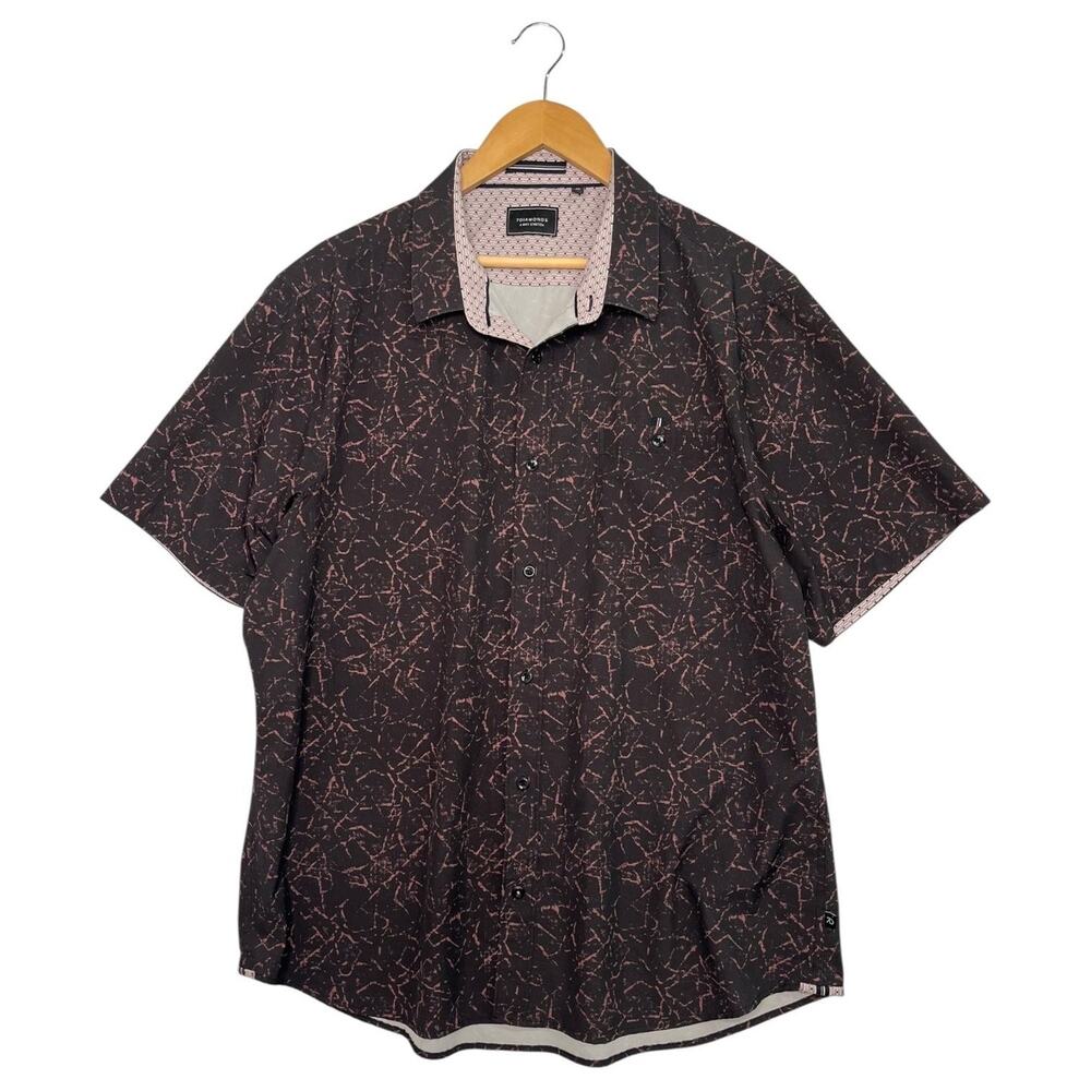 7Diamonds Shirt Mens 2XL Black Geometric 4 Way Stretch Button Up Casual Preppy
